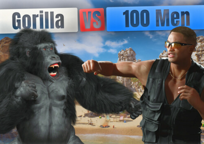 Gorilla Vs 100 Men